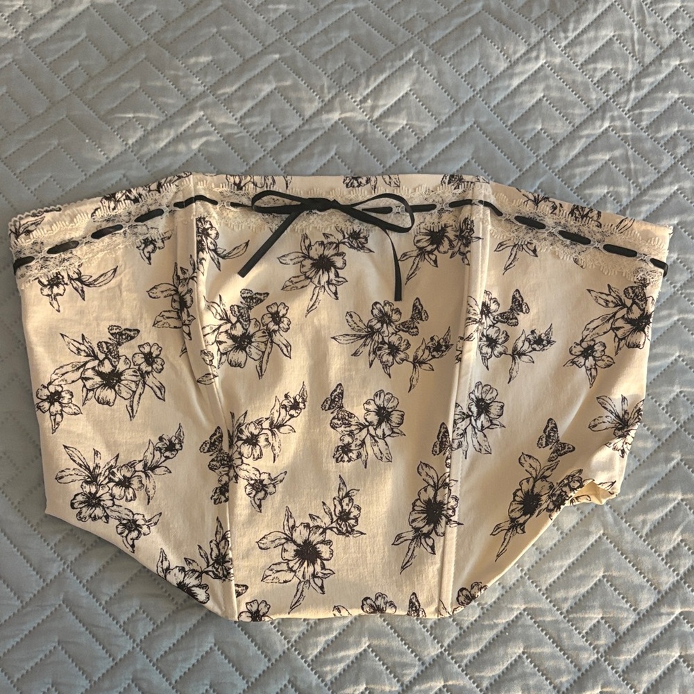 Floral Print Cream Women's Top